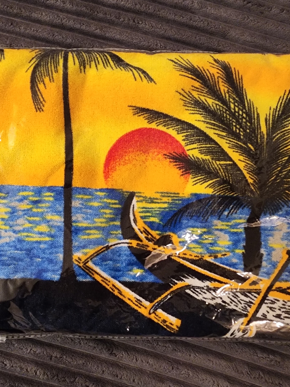 Sunset Palm Beach Towel - Yellow Blue